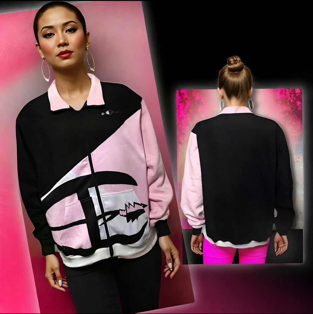 •CHAMPION CHIEF• LUXURY (PINK-MULTI) ZIP UP TRACK JACKETS (UNISEX) (COLLARED)