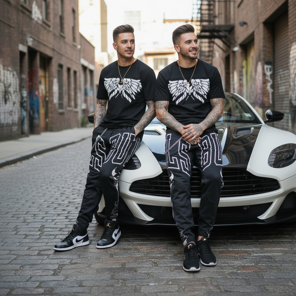 ^BULLS^ (BLACK) *CUT & SEW* LUXURY JOGGER SWEATPANTS