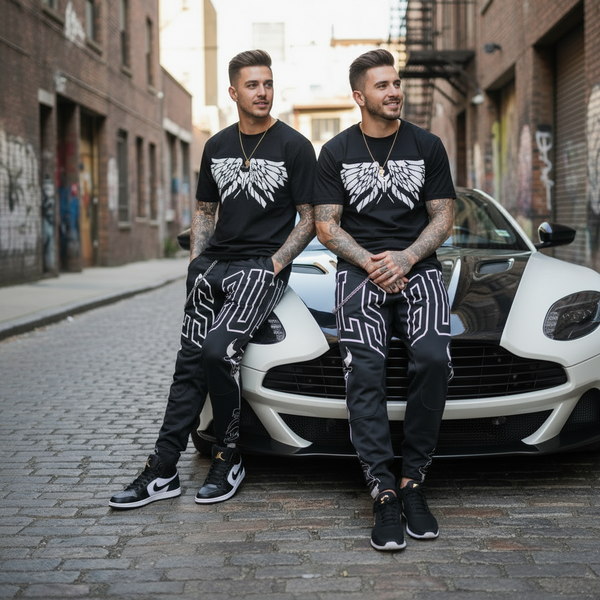^BULLS^ (BLACK) *CUT & SEW* LUXURY JOGGER SWEATPANTS