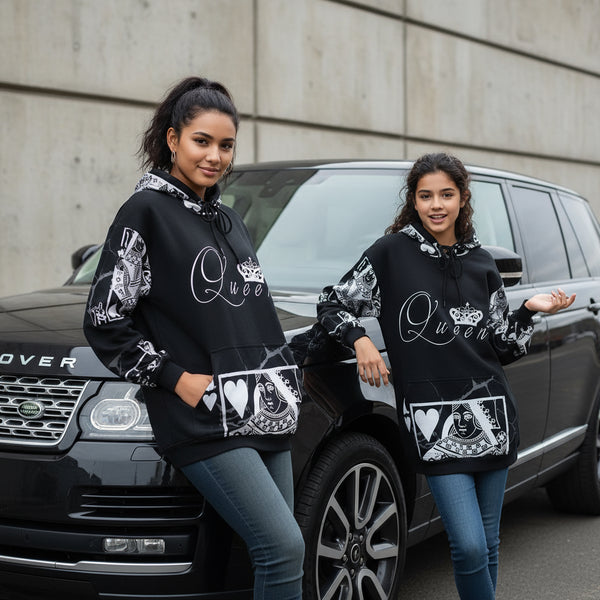 •QUEEN•OF•HEARTS• LUXURY PULLOVER HOODIES (CUT & SEW) (EMBROIDERED LOGO)