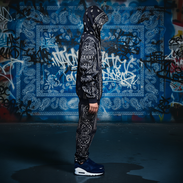 •NAVY BANDANA• JOGGER SWEATSUITS *BLUE PAISLEY* (FLEECY SOFT LINED)