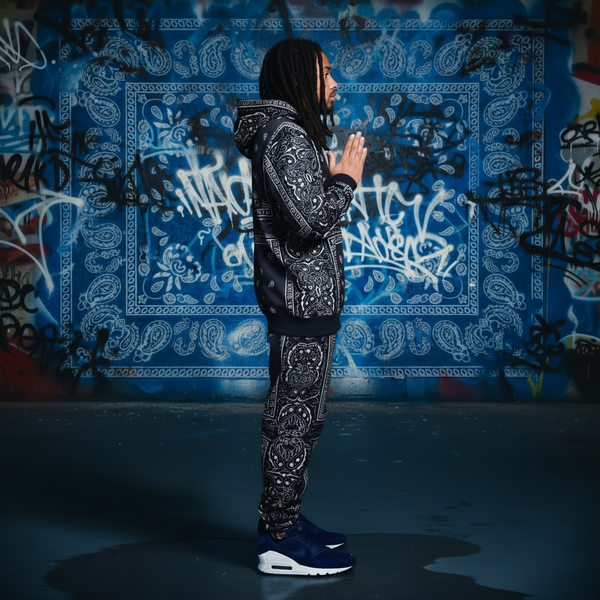 *NAVY BANDANA* JOGGER SWEATSUITS *BLUE PAISLEY* (FLEECY SOFT LINED)