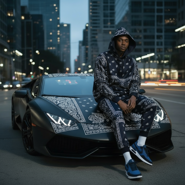*NAVY BANDANA* JOGGER SWEATSUITS *BLUE PAISLEY* (FLEECY SOFT LINED)