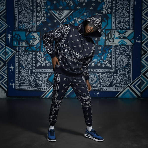 *NAVY BANDANA* JOGGER SWEATSUITS *BLUE PAISLEY* (FLEECY SOFT LINED)