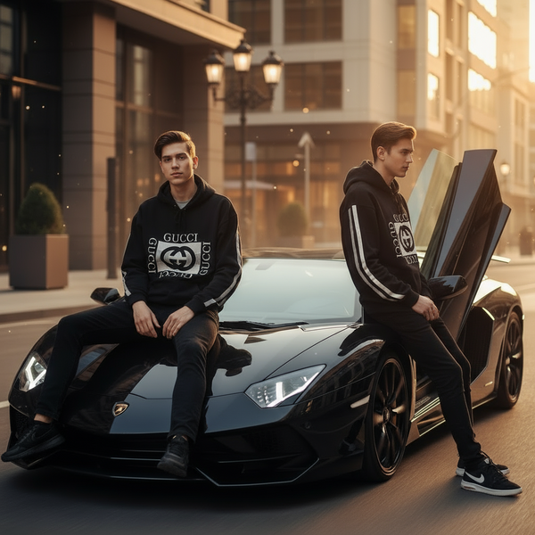 *LUXURY* (BLACK) ~ITALIAN~ â˘EMBROIDERED PULLOVER HOODIESâ˘