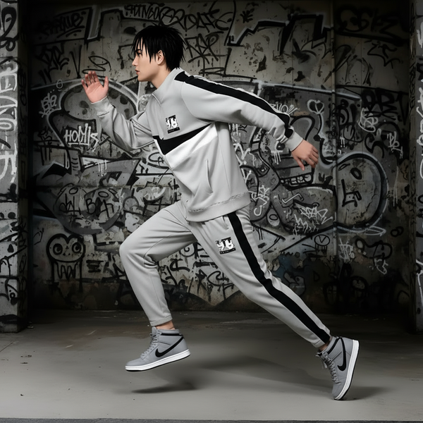 *SEAN JOHN* (GREY-MULTI)  POLYESTER COLLARED ZIP UP TRACKSUITS (XB SIZED)