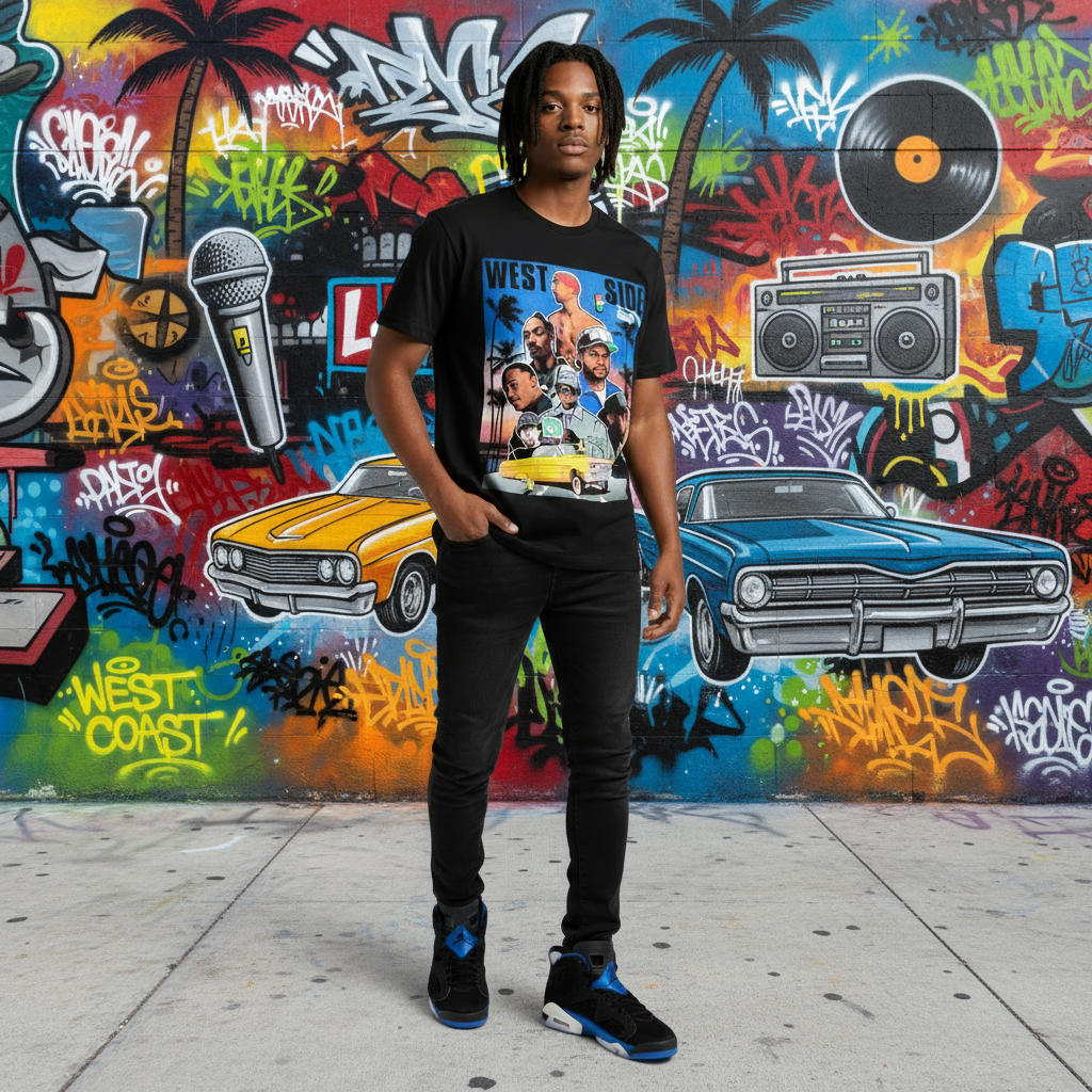 *<SC>* (BLACK) ~WEST SIDE 187~ HEAVY COTTON JUMBO PRINT TEES