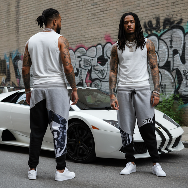 *BKLYN* (BLACK-GREY) •LUX JOGGER SWEATPANTS•