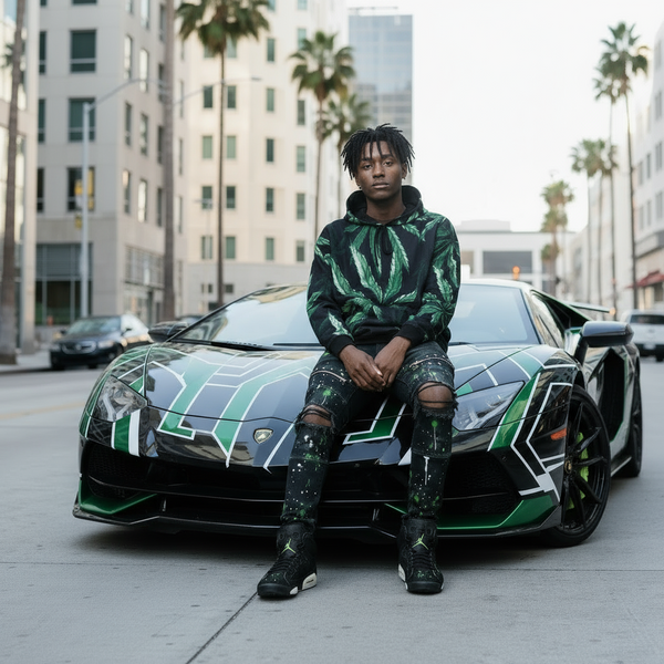 *CLASSIC WEED LEAF* ~ALL OVER PRINT~ *Custom* PULLOVER HOODIES (FLEECE LINED)