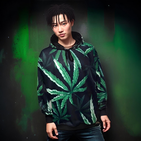 *CLASSIC WEED LEAF* ~ALL OVER PRINT~ *Custom* PULLOVER HOODIES (FLEECE LINED)