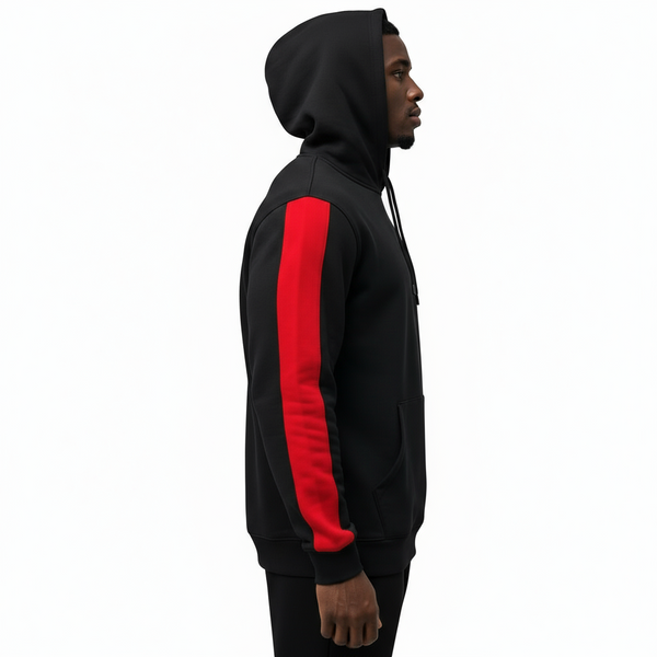 •CHICAGO 23• (BLACK-RED) PULLOVER HOODIES (EMBROIDERED)