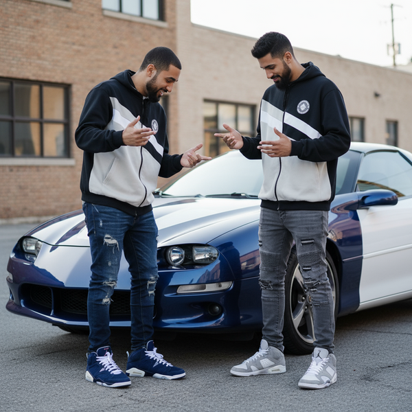 *SEAN JOHN* (NAVY-MULTI) POLYESTER  HOODED ZIP UP TRACK JACKETS (XB SIZED)