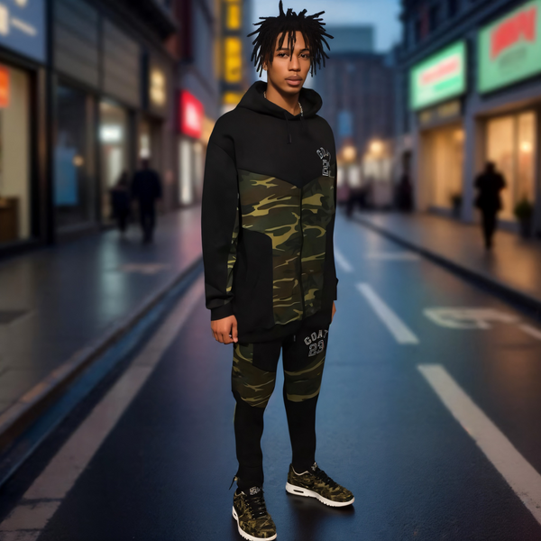 •23 GOAT• CAMOUFLAGE LUXURY ZIP UP SWEATSUITS (CUT & SEW) (EMBROIDERED LOGOS)
