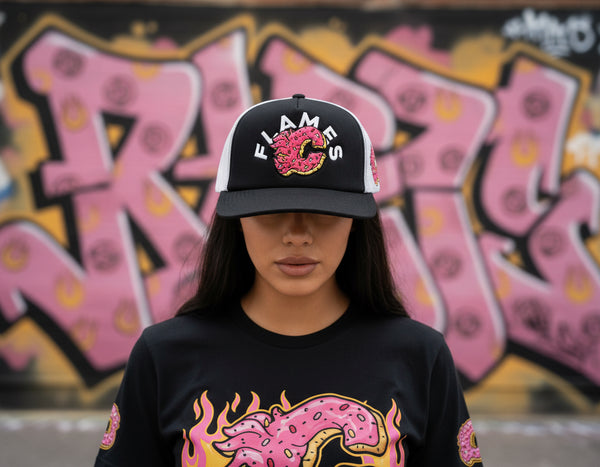 *Calgary Flames* trucker snapback hats by Mitchell & Ness