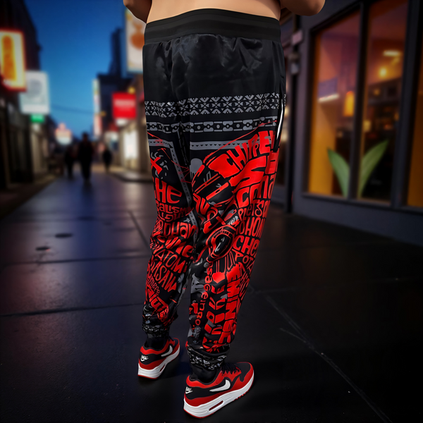 ^TRIBE VIBES^ (RED-GREY-BLACK) JOGGER SWEATPANTS