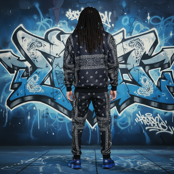*NAVY BANDANA* JOGGER SWEATSUITS *BLUE PAISLEY* (FLEECY SOFT LINED)