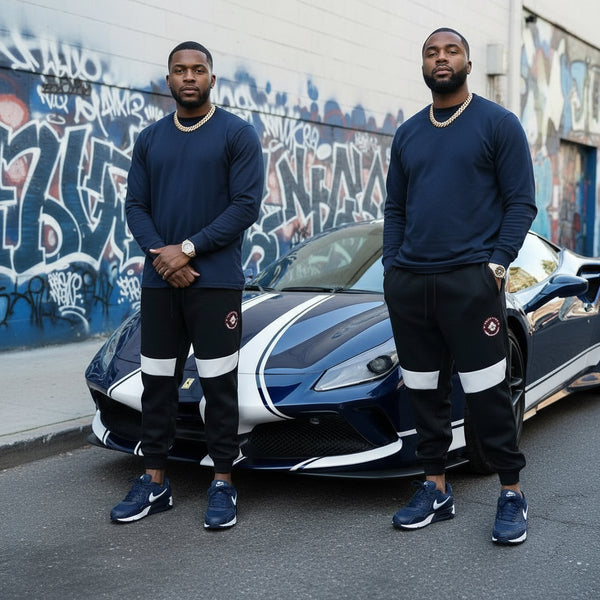 *SEAN JOHN* (NAVY-MULTI) •POLYESTER JOGGER SWEATPANTS• (XB SIZED)