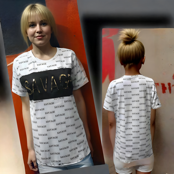 ^INFAMOUS BLACK SHEEP^ ~SAVAGE~ *3D PRINT* ALL OVER FANCY PRINT TEES FOR WOMEN