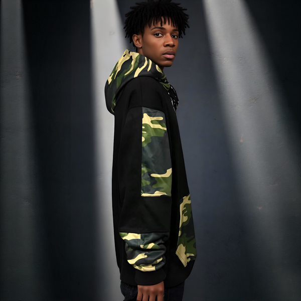 •CHIEFIN’ ADI-FEATHER• (GREEN CAMOUFLAGE) LUX ZIP UP HOODIES (CUT & SEW)