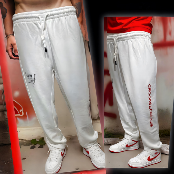 ^CROOKS & CASTLES^ (WHITE) ~RULING ANGEL~ JOGGER SWEATPANTS