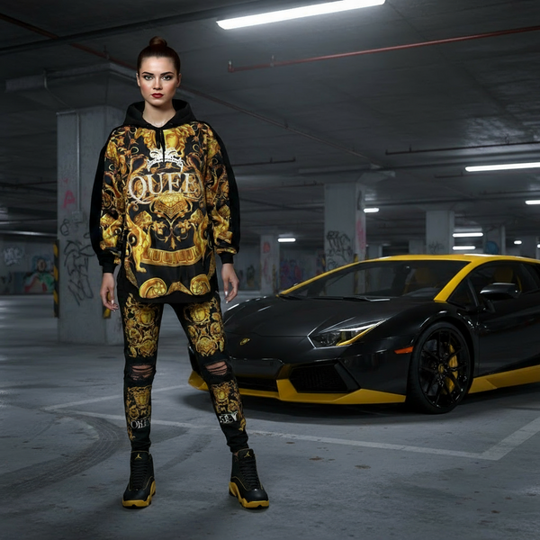 •QUEEN V3R$@C3• LUXURY CUT & SEW PULLOVER HOODIES (UNISEX) (EMBROIDERY)
