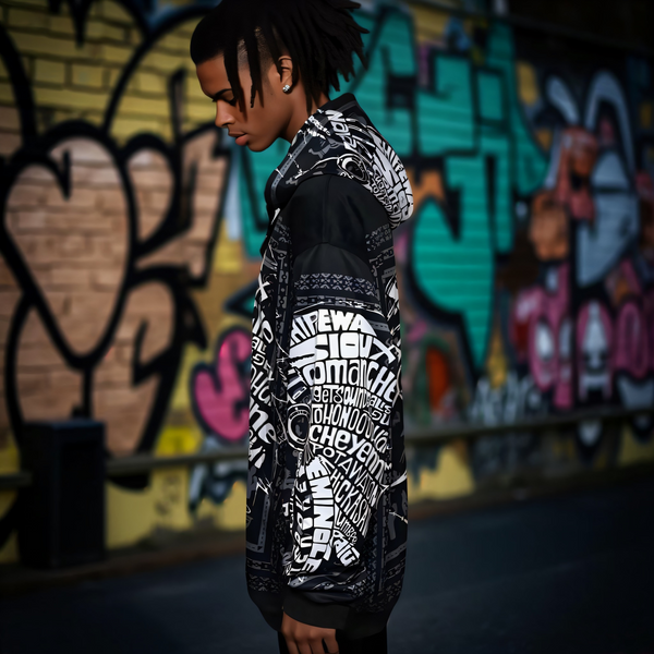 ^TRIBE VIBES^ (BLACK-WHITE-GREY) PULLOVER HOODIES