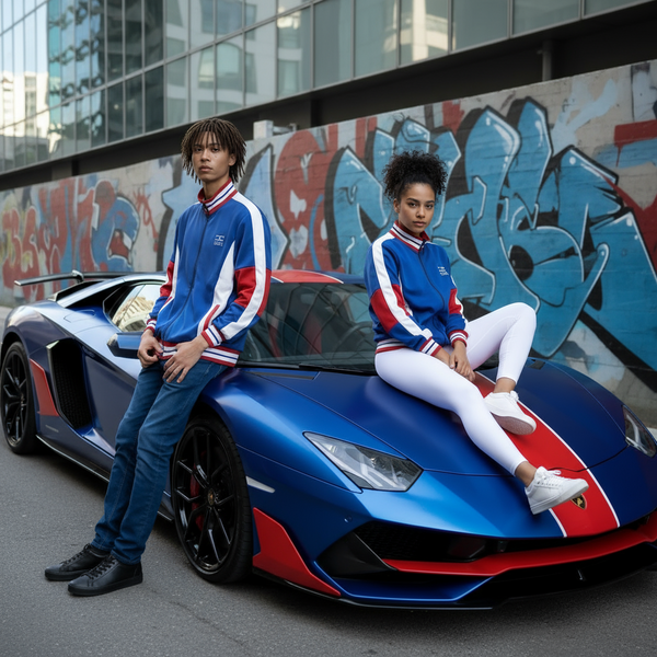 ^UCXX^ (BLUE-RED) ZIP UP TRACK JACKETS (ACTIVEWEAR)