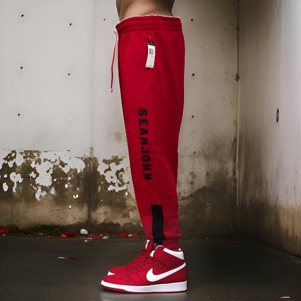 ^SEAN JOHN^ (RED) POLYESTER JOGGER SWEATPANTS (XB SIZED)