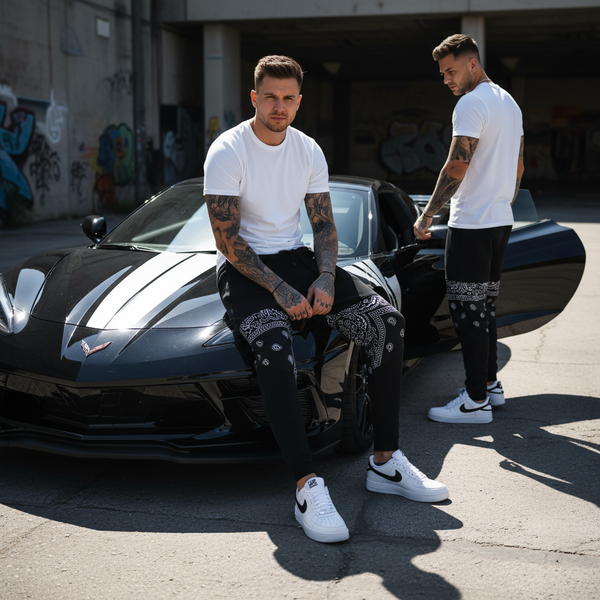 *OUTFIT KINGS* ~LUXURY BLACK BANDANA JOGGER SWEATPANTS~ (CUT & SEW COLLECTION)