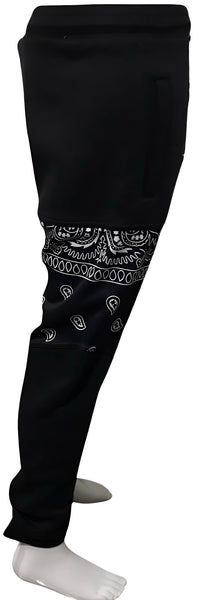 ^OUTFIT KINGS^ LUXURY BLACK BANDANA JOGGER SWEATPANTS (CUT & SEW COLLECTION)