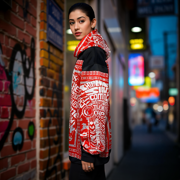 ^TRIBE VIBES^ (RED-GREY-BLACK-WHITE) PULLOVER HOODIES