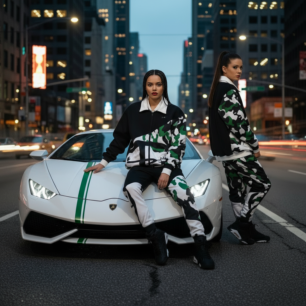 •CHAMPION CHIEF• LUXURY (GREEN CAMOUFLAGE) TRACKSUITS (CUT & SEW) (EMBROIDERED LOGOS)