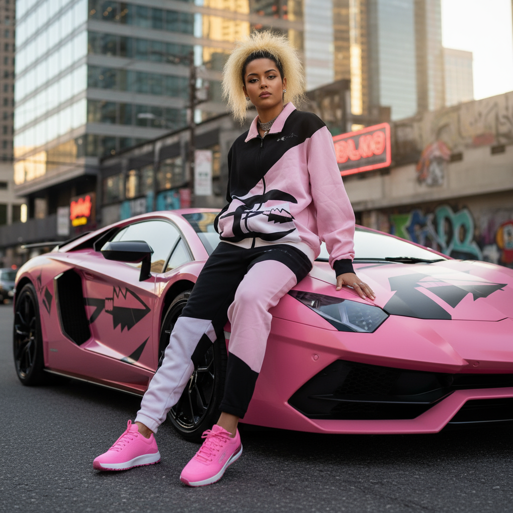 •CHAMPION CHIEF• LUXURY (PINK-MULTI) TRACKSUITS (UNISEX) (CUT & SEW)