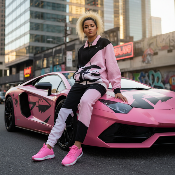 •CHAMPION CHIEF• LUXURY (PINK-MULTI) TRACKSUITS (UNISEX) (CUT & SEW)