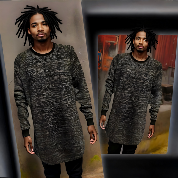 ^UCXX^ (GREY) KNITTED SWEATER (LONG SCOOP TAIL)