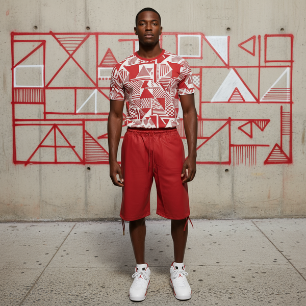*ABLANCHE* ~RED PLEATHER~ LINED SHORTS FOR MEN (CASUAL)