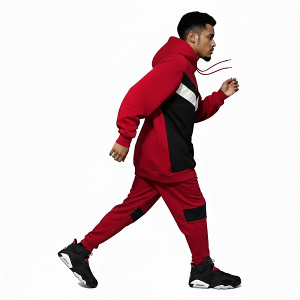 •SEAN JOHN• (RED-MULTI) POLYESTER HOODED ZIP UP TRACKSUITS (XB SIZED)