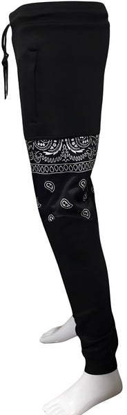 ^OUTFIT KINGS^ LUXURY BLACK BANDANA JOGGER SWEATPANTS (CUT & SEW COLLECTION)
