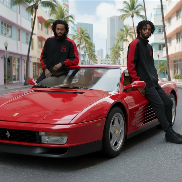 ^23^ (BLACK/RED) ZIP UP TRACK JACKETS (CUT & SEW) (EMBROIDERED LOGO)