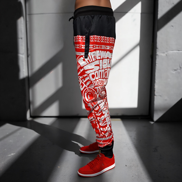 *TRIBE VIBES* (RED-GREY-BLACK-WHITE) JOGGER SWEATPANTS