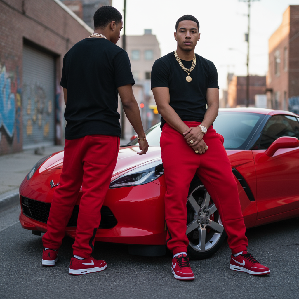 *SEAN JOHN* (RED) POLYESTER •JOGGER SWEATPANTS• (XB SIZED)