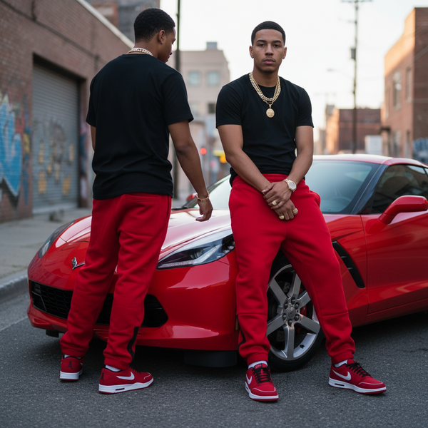 *SEAN JOHN* (RED) POLYESTER •JOGGER SWEATPANTS• (XB SIZED)