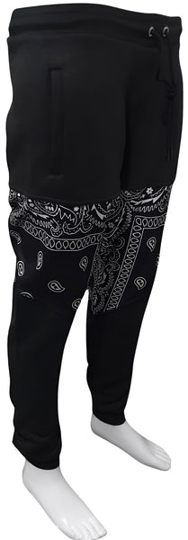 ^OUTFIT KINGS^ LUXURY BLACK BANDANA JOGGER SWEATPANTS (CUT & SEW COLLECTION)