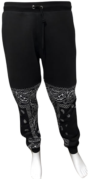 ^OUTFIT KINGS^ LUXURY BLACK BANDANA JOGGER SWEATPANTS (CUT & SEW COLLECTION)