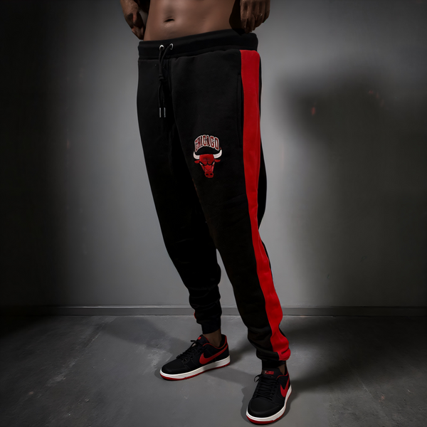 •CHICAGO 23• (BLACK-RED) JOGGER SWEATPANTS (EMBROIDERED)