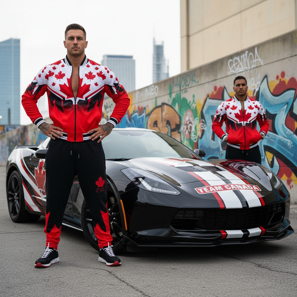 *ALL HEART* ~World Juniors Team Canada~ (BLACK-RED) •JOGGER SWEATPANTS• (Cut & Sew / Embroidery)