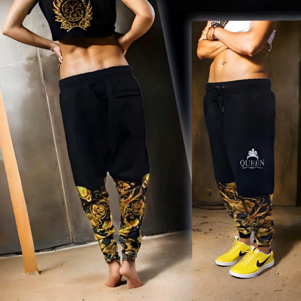 •QUEEN V3R$@C3• LUXURY CUT & SEW JOGGER SWEATPANTS (UNISEX) (EMBROIDERY)
