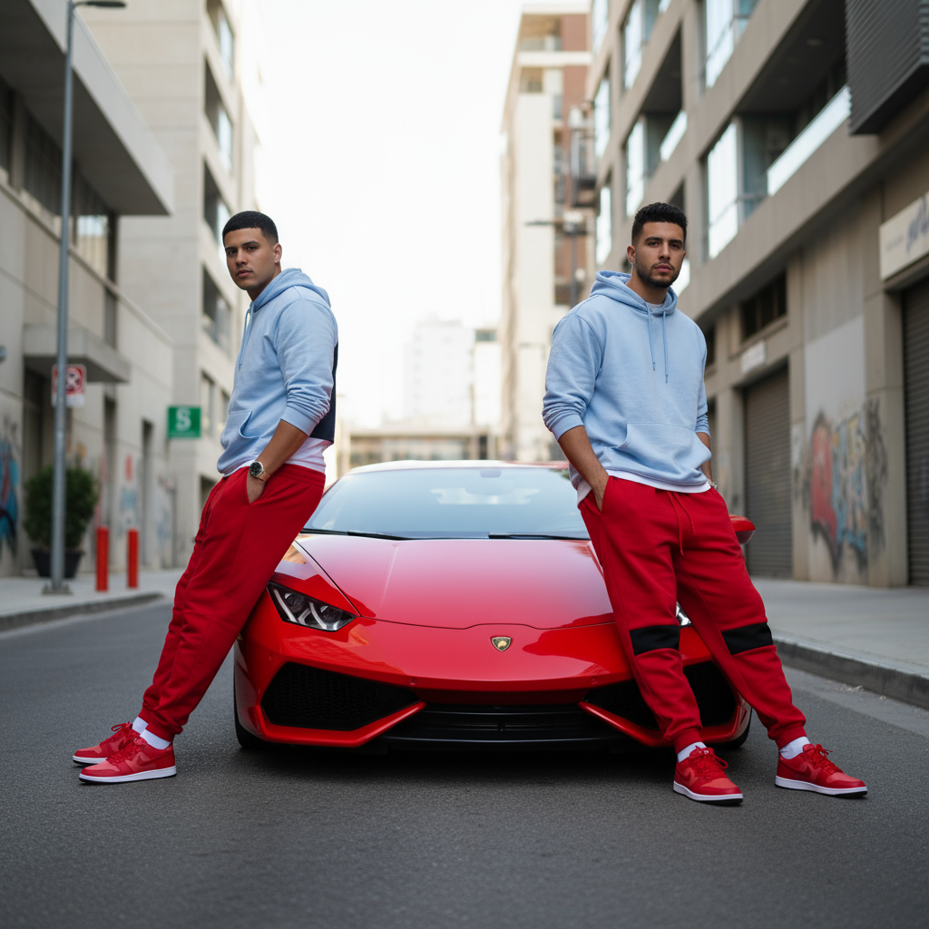 *SEAN JOHN* (RED-MULTI) •POLYESTER JOGGER SWEATPANTS• (XB SIZED)