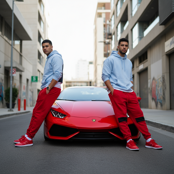 *SEAN JOHN* (RED-MULTI) •POLYESTER JOGGER SWEATPANTS• (XB SIZED)