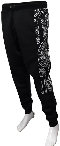 ^OUTFIT KINGS^ LUXURY BLACK BANDANA JOGGER SWEATPANTS (CUT & SEW COLLECTION)